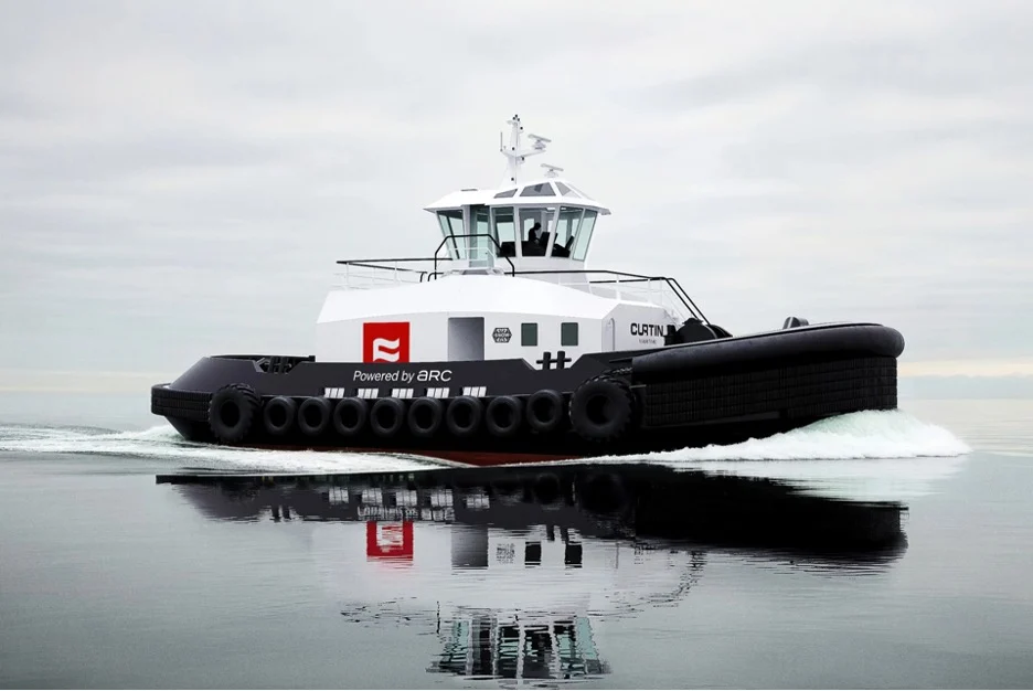 Rendering of a tugboat from Arc Boats